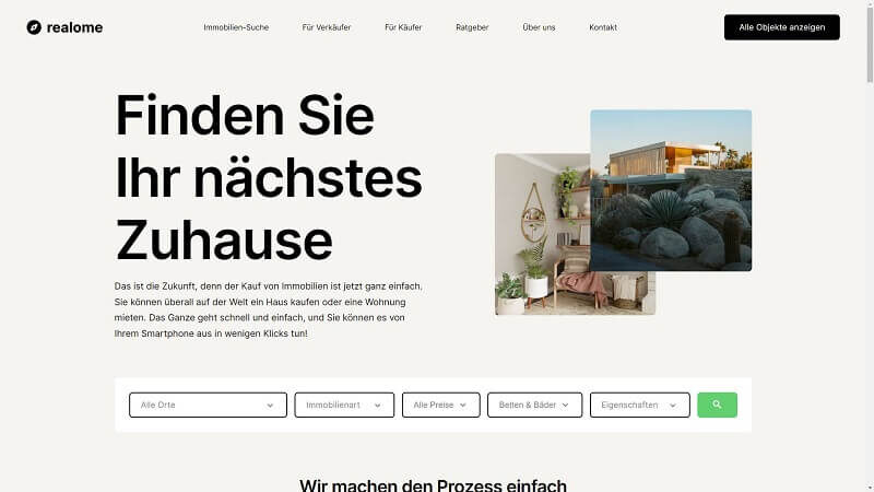 Bildillustration einer Immobilienportal Website, gestaltet von Agentur Webgesicht.com.