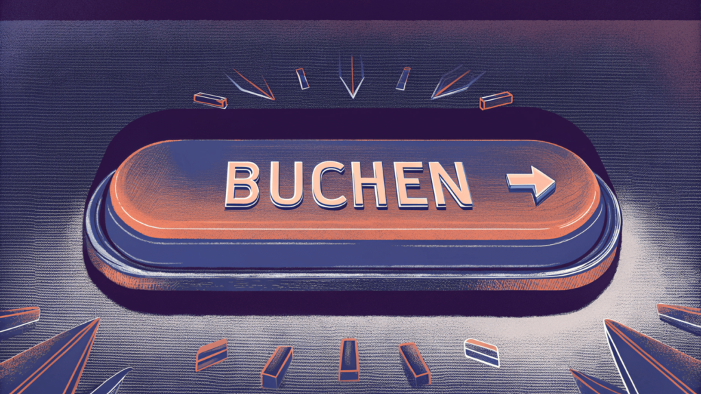Ein hervorgehobener, orange-blauer Button mit der Aufschrift